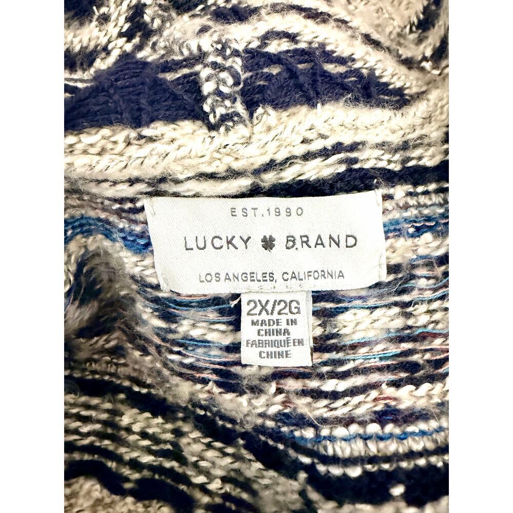Lucky Brand 2X Southwestern Aztec Cardigan Sweater Boho Cotton Blend - Picture 5 of 9